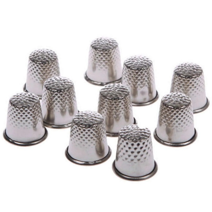 YANYXR 10 darab fém gyűszű készlet varráshoz, ezüst, 12x13mm