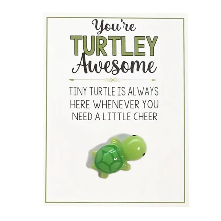 Üdvözlőlap YANYXR You're Turtley Awesome hímzett teknős többszínű 7x9cm