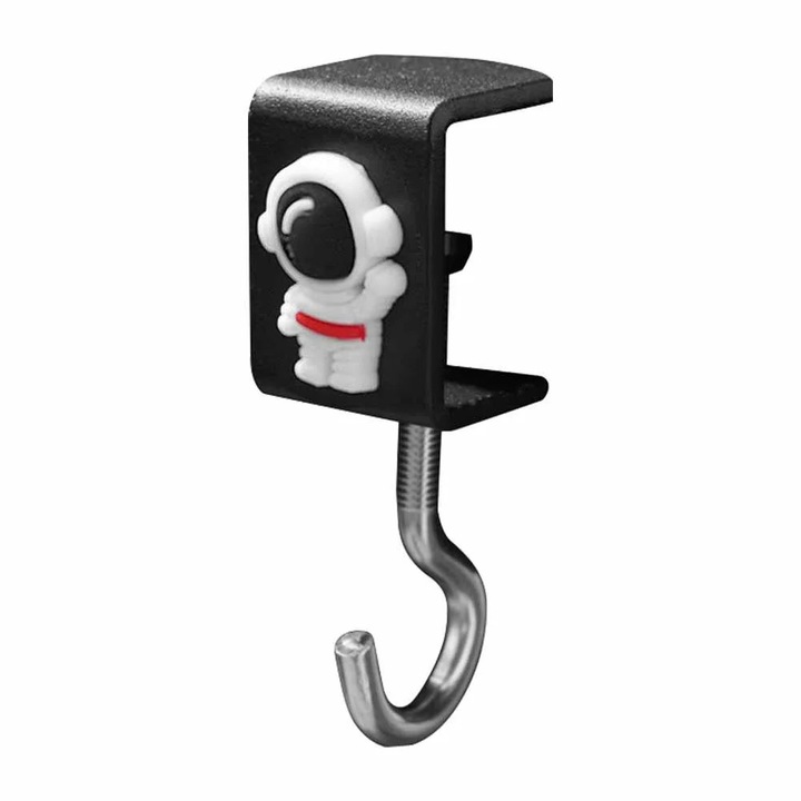 Carlig de birou, YANYXR, reglabil, otel carbon, negru, 8x2x2cm