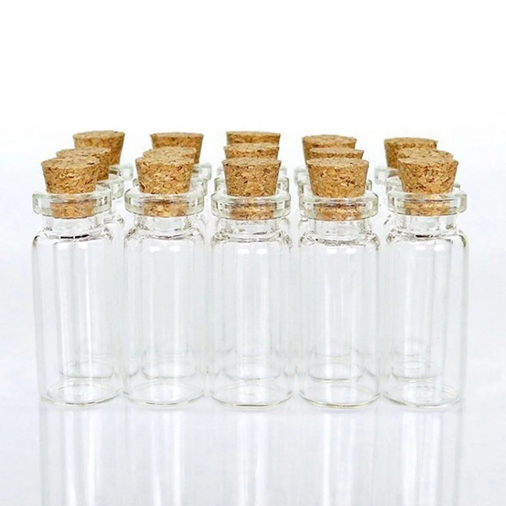 4 db átlátszó mini üvegpalack készlet 10ml 20x50mm