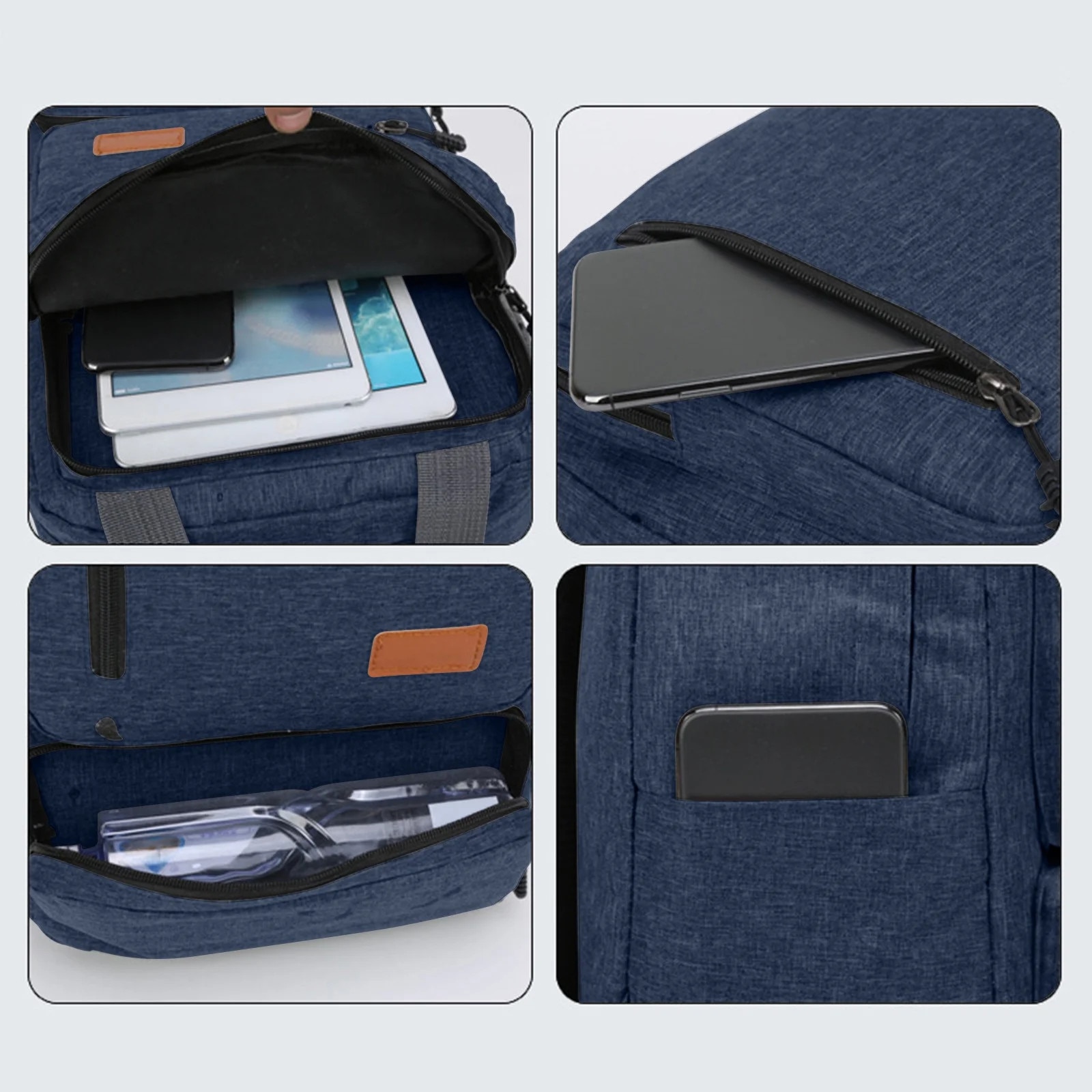 Rucsac laptop set 3 piese, 17 inch, albastru, 45x32x16cm