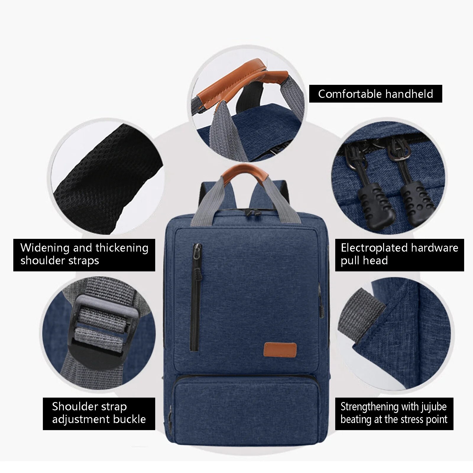 Rucsac laptop set 3 piese, 17 inch, albastru, 45x32x16cm