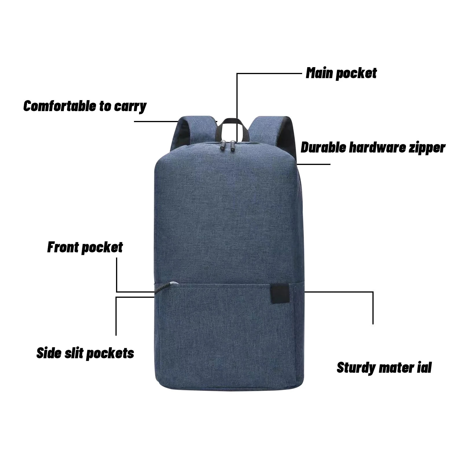 Rucsac laptop 13 inch, rezistent, albastru inchis, 34x22x12cm, unisex, cu port USB si portofel