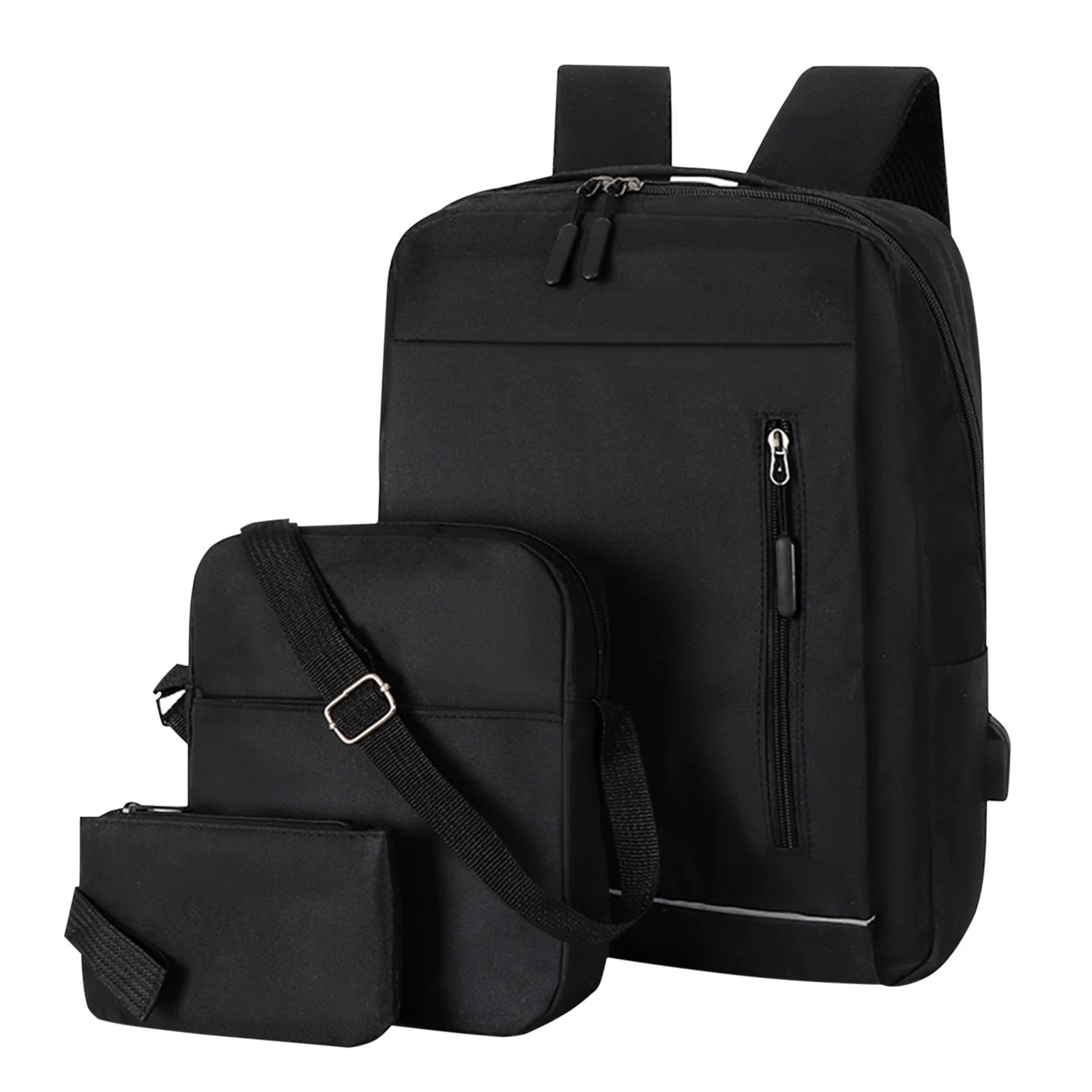 Rucsac laptop set 3 piese, negru, 41x30x12cm, 22x20x5cm, 18x12x2cm
