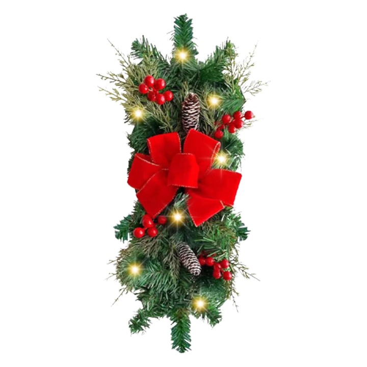 Többszínű dekoratív koszorú lépcsőre, bejárati ajtóra 45x25cm PVC