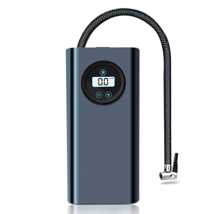Hordozható autós pumpa, digitális, újratölthető akkumulátorral, 120W, 17L/perc, 440g