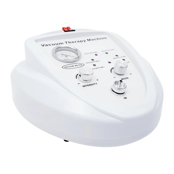 Aparat de masaj pentru sani cu vacuum, Dispozitiv cupping pentru acasa, Pentru sani, solduri si coapse, Remodelare corporala si fermitate, Ecran tactil, Ivoriu