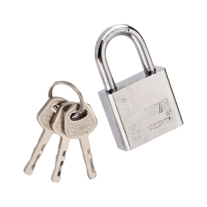 30 мм катинар от неръждаема стомана с 3 ключа, водоустойчив, за врати и порти