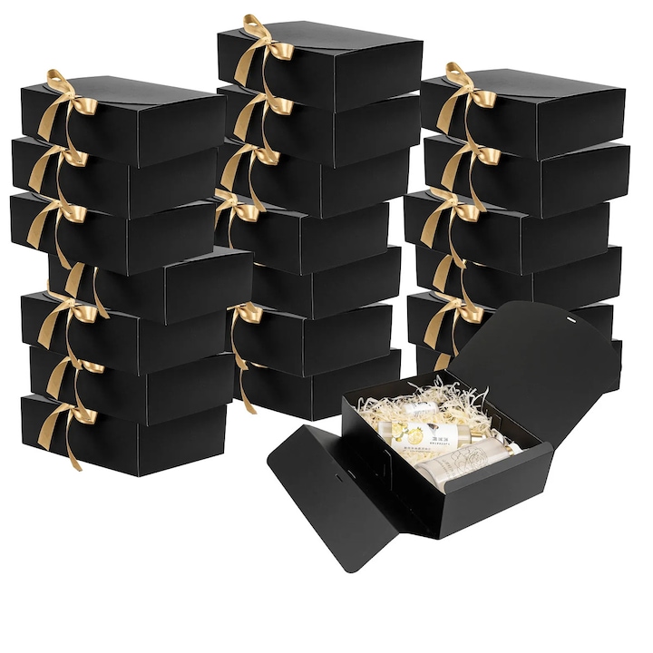 Комплект от 20 подаръчни кутии, 11,5x11,5x5 см, черни