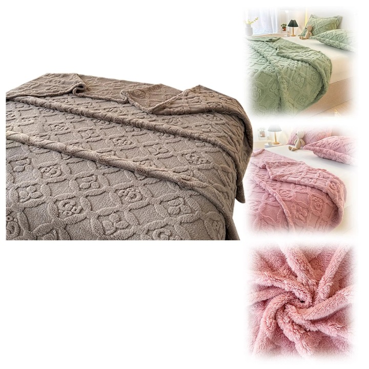 Карирано одеяло във формата на сърце, 100x70 см, меко и топло, лавандулово, комплект за двойки и подаръци