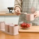 Set recipiente pentru condimente ZYBLSSBB, 3 borcanase din plastic cu lingurite si suport, capace pastel multicolor