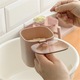 Set recipiente pentru condimente ZYBLSSBB, 3 borcanase din plastic cu lingurite si suport, capace pastel multicolor