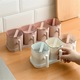 Set recipiente pentru condimente ZYBLSSBB, 3 borcanase din plastic cu lingurite si suport, capace pastel multicolor