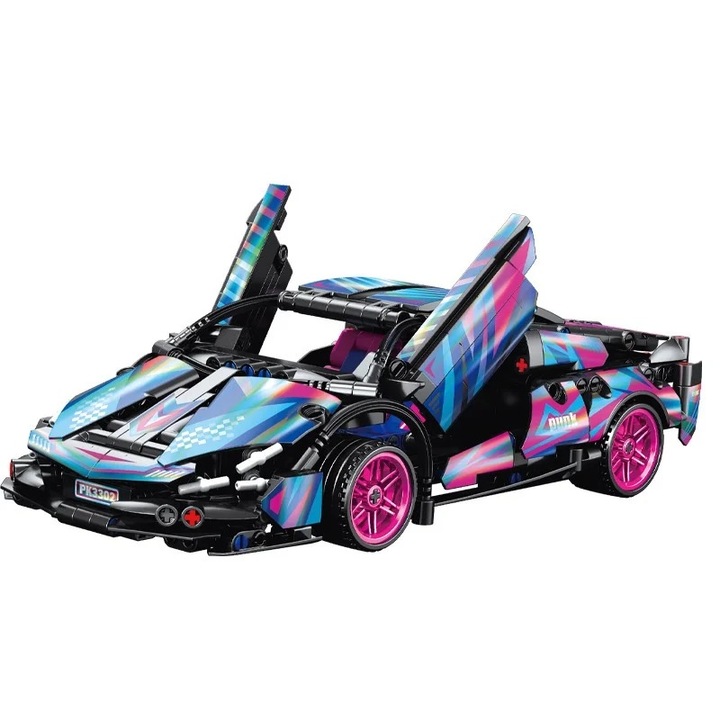 Set constructie 586 Piese Lamborghini Sian Cyberpunk, multicolor, design futurist, detalii realiste