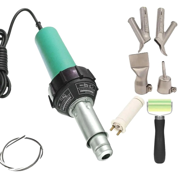 Пистолет за лепене за пластмаса, 1600W, 230L/мин, 30-680°C, със заваръчна дюза