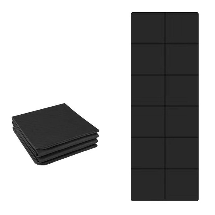 Постелка за Йога, ZGGZERG, Постелка за Тренировки, Сгъваема, Преносима, Двустранна Противоплъзгаща, За Тренировки, За Йога, Фитнес, Аеробика, Пилатес, Упражнения на Земя, TPE, 183 X 61 X 0.6 См, Черен