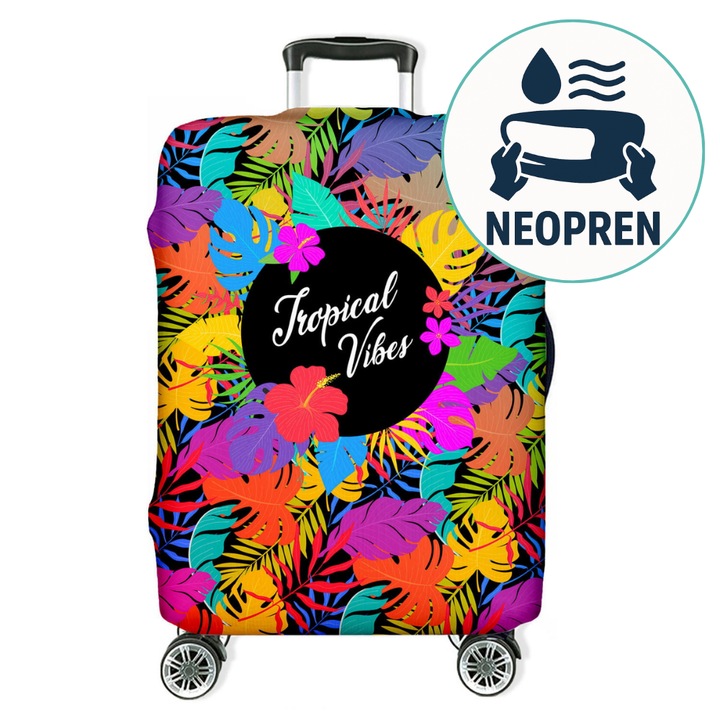 Husa troler din neopren pentru valiza, Fullprint, S, Tropic