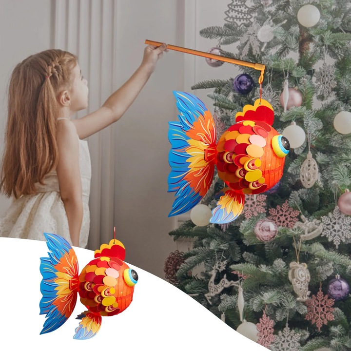 Комплект хартиени лампи за празници, традиционни декорации, многоцветни, 21x28x4см