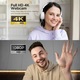 LONDEMM 4K уеб камера, 8MP, микрофон с намаляване на шума, 110° широкоъгълен ъгъл, черна, Plug & Play, комплект със статив и калъф за поверителност