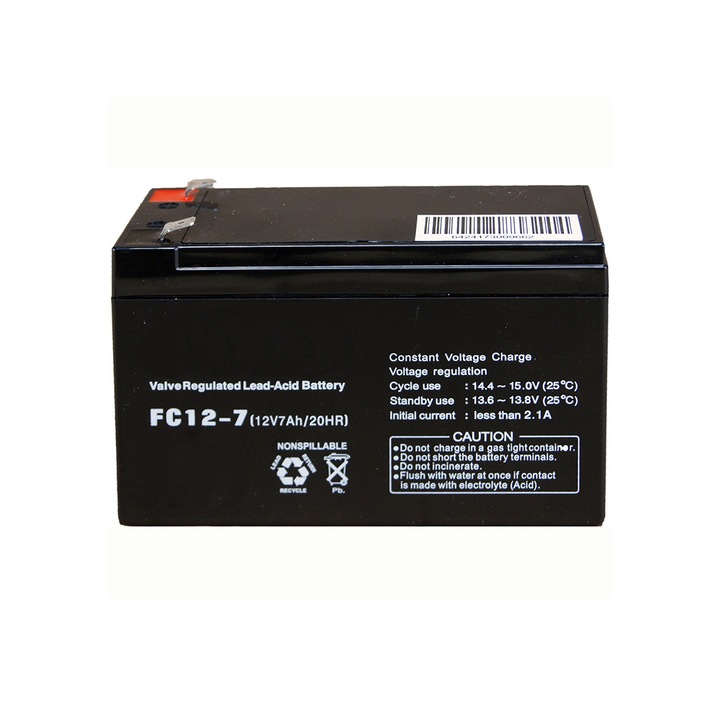 Baterie Universala Masinute Electrice pentru Copii, Comando Tech, 12V, 7Ah, Tehnologie AGM / VRLA, Nu Necesita Intretinere, Negru