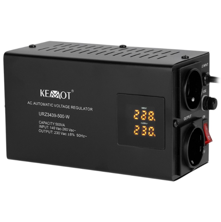 Автоматичен стабилизатор на напрежение 500VA стенен Kemot