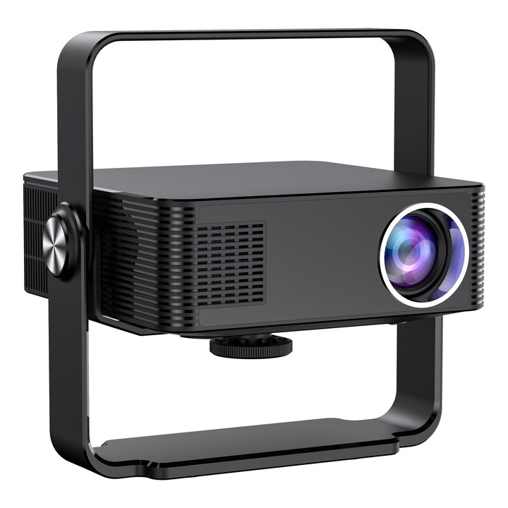 Videoproiector Portabil, SeveShop®, Proiector Compact, Video Proiector Full HD 1080P Cu Suport 4K, Wi-Fi Si Bluetooth, Screen Mirroring Android iOS, Autocorectie Keystone, Stand Reglabil 360°, Boxa Integrata 5W, Consum Redus, Design Modern, Negru