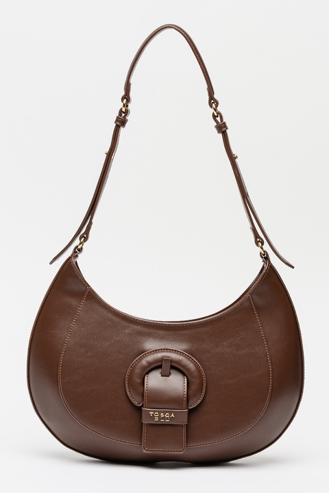 Tosca Blu, Geanta din piele ecologica cu bareta de umar, Maro