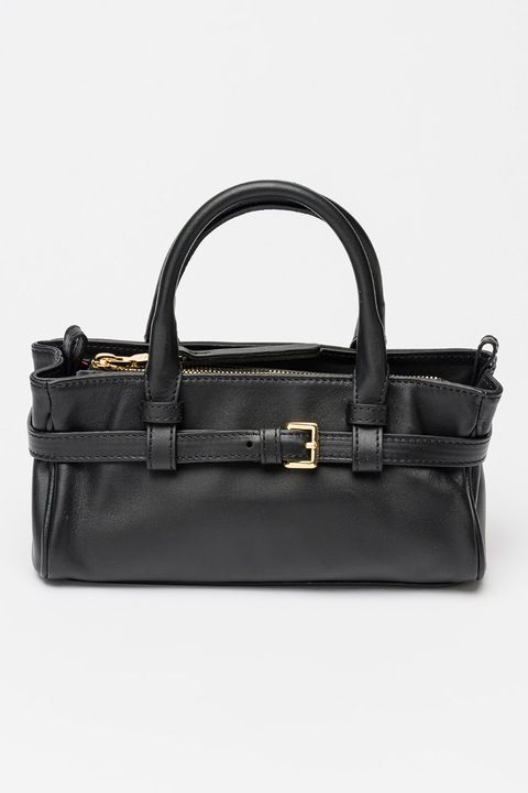 Tosca Blu, Geanta din piele cu maner si bareta aditionala Sandra, Negru