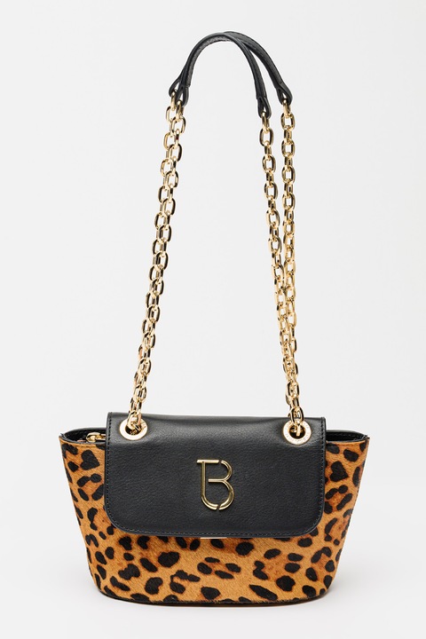 Tosca Blu, Violet állatmintás szőrmés bőrtáska, Fekete, Barna