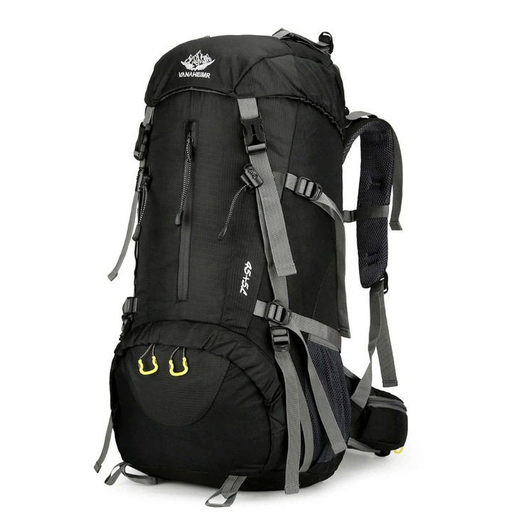 Rucsac pentru drumetii, 50L, pentru alpinism, camping, drumetii, nailon, Negru