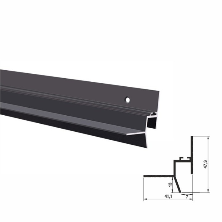 Profil Ascuns Umbrire, in Tavan Fals Gips-Carton, Aluminiu, Negru-Mat, 2.5m Lungime