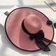 Palarie de plaja pentru femei, decor cu funda, material din fibra impletita, 56x58cm, multicolor