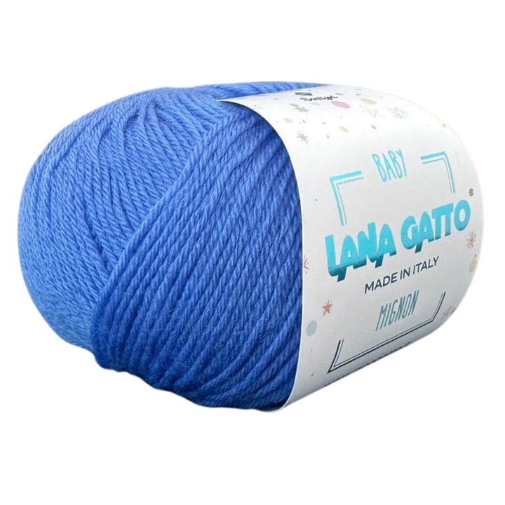Fir tricotat 100% lana merino Lana Gatto Baby Mignon, albastru deschis, 25g, pentru bebelusi