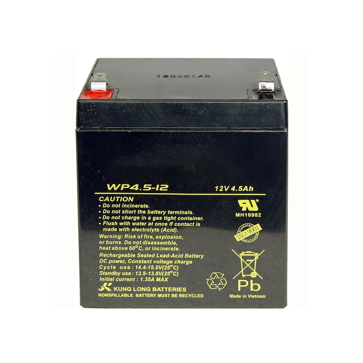 Baterie Universala Masinute / Motociclete & Triciclete Electrice pentru Copii, Comando Tech, 12V, 4.5Ah, Tehnologie AGM / VRLA, Terminale de tip F1/T1, Nu Necesita Intretinere, Negru