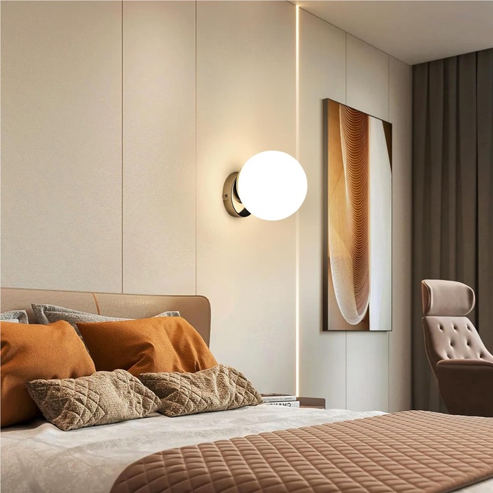 Аплик Mckalen, E27, хром, стъклен абажур, 18x15x15.5 см