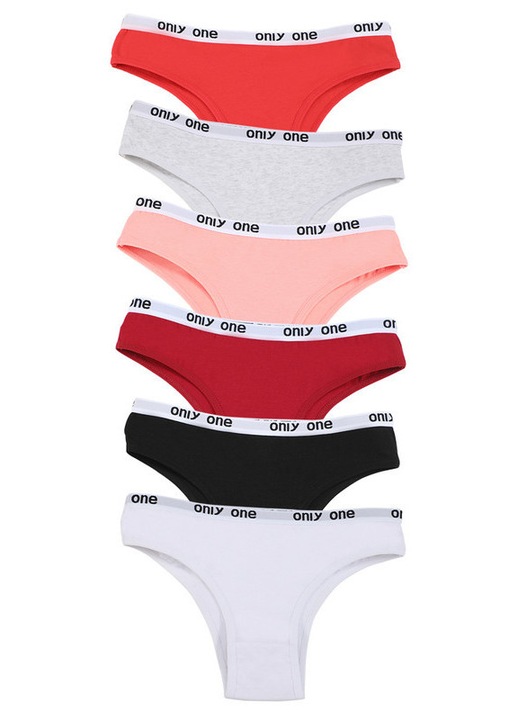 Комплект от 6 броя памучни бикини, Многоцветен