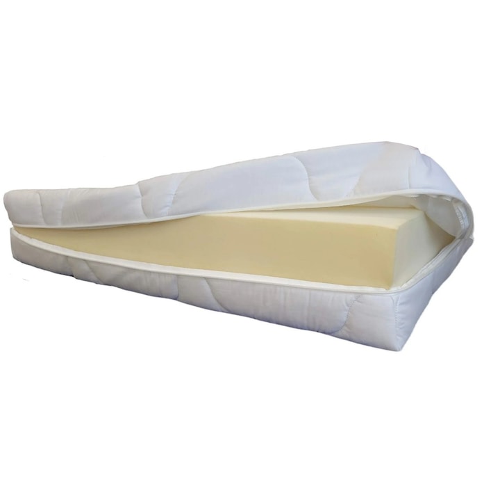 Matrachuzat 60x120, cipzárral, fehér steppelt anyagból, OEKO-TEX® STANDARD 100 tanúsítvánnyal, mosható, levehető, négyzetméter