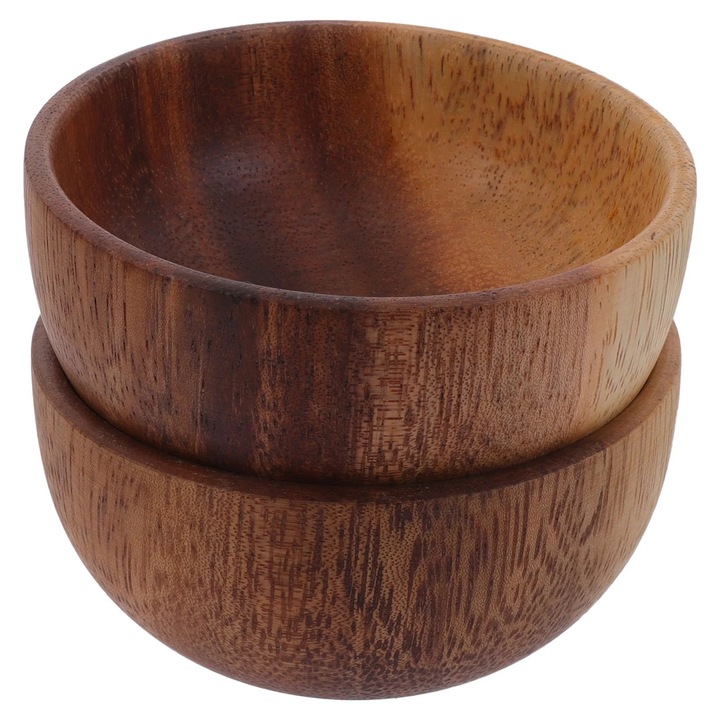 Set 2 boluri din lemn pentru sos 8x8x3.5cm maro