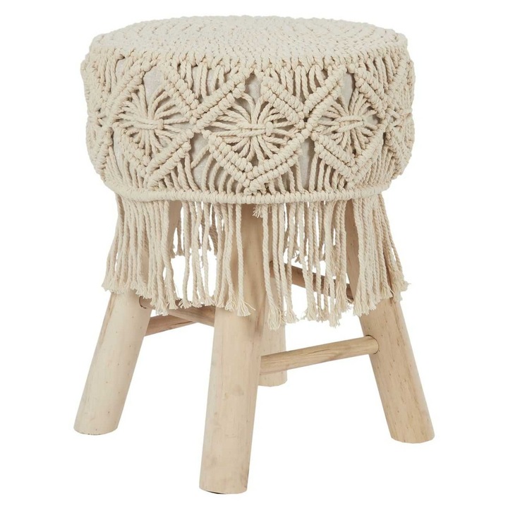 Szék, Milyen otthonos, Trendi bohém stílus, Eredeti kidolgozás rojtokkal, Természetes anyagok és megjelenés, Könnyen mozgatható, Tökéletes dekorációnak vagy kiegészítőnek, Ideális nappaliba vagy előszobába, Praktikus és dekoratív