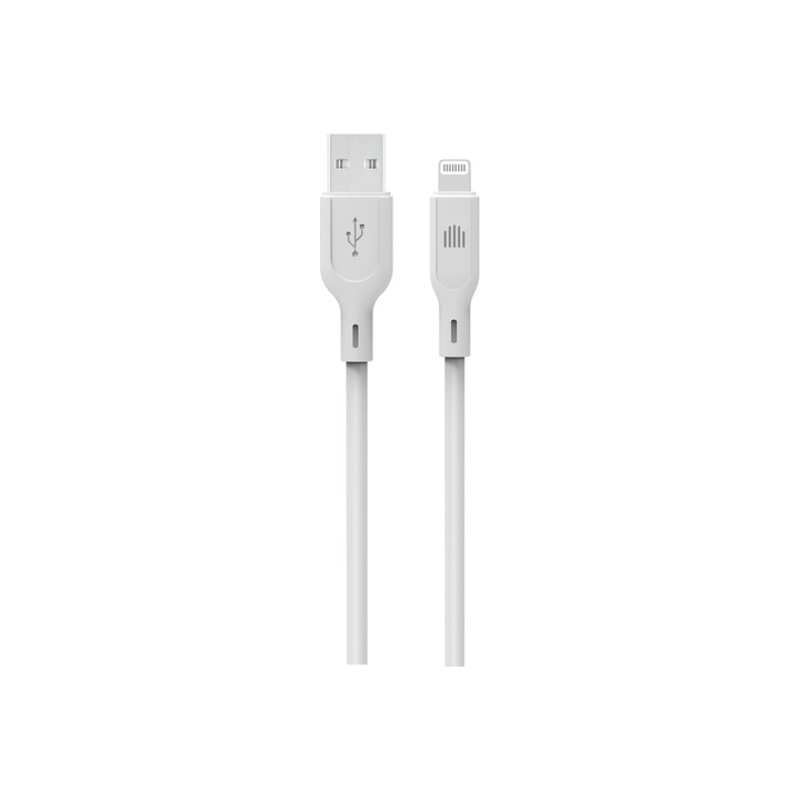 Dviced – USB-A - Lightning szilikon kábel, 1, 25 m - fehér