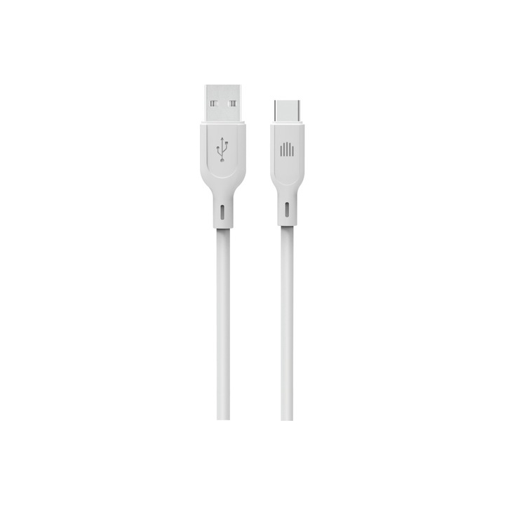 Dviced – USB-A - USB-C szilikon kábel, 1, 25 m - fehér