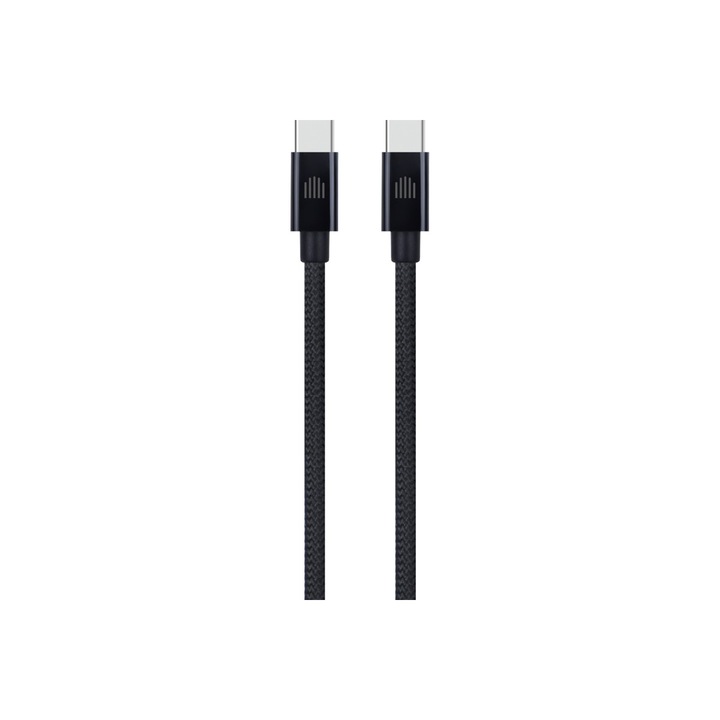 Dviced – USB-C - USB-C szőtt borítású töltőkábel, 0, 25 m - fekete