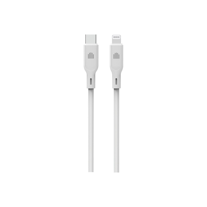 Dviced – USB-C - Lightning szilikon kábel, 1, 25 m - fehér