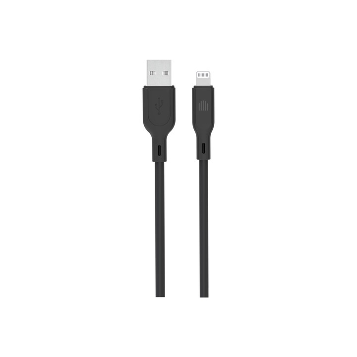 Dviced – USB-A - Lightning szilikon kábel, 1, 25 m - fekete