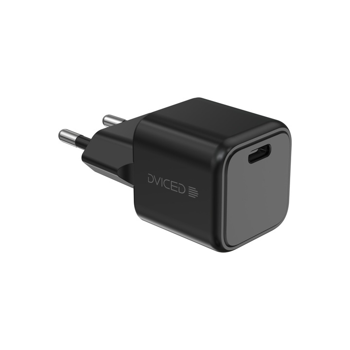 Dviced – Hálózati töltő 30W GaN - 1 db USB-C + USB-C to USB-C kábel 1, 25 m - fekete