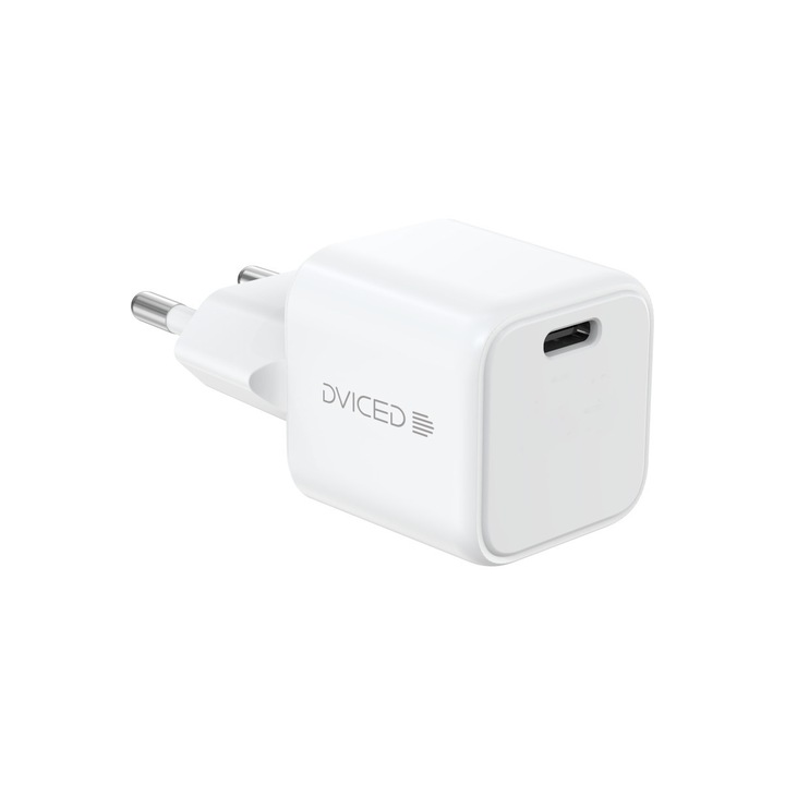 Dviced – Hálózati töltő 30W GaN - 1 db USB-C + USB-C to USB-C kábel 1, 25 m - fehér