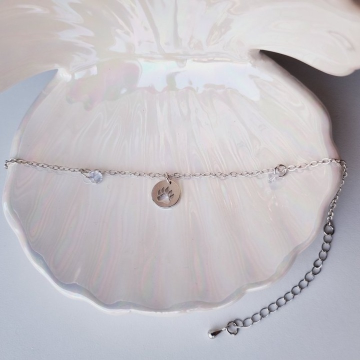 Brățară dama Airmag charm urma de urs, ajustabilă, metal inoxidabil, cristale strălucitoare