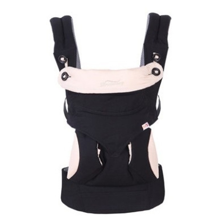 Marsupiu Ergonomic, Port-bebe cu 3 pozitii de purtare, 100% bumbac, pana la 20 kg, Patru anotimpuri, TOIITKQ, Negru