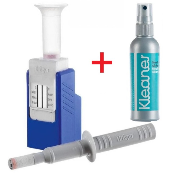 Set Test antidrog din saliva 6 substante DRAGER DrugCheck 3000 + Apa de gura Spray Kleaner pt Substante Igiena Orala si Corporala 100ml