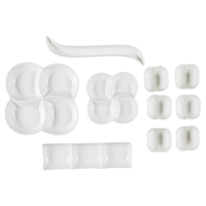 Howhomely tálalótál-készlet, porcelán, előételek és köretek tálalásához, praktikus és könnyen használható, modern konyhákban is jól mutat, ajándéknak is alkalmas, könnyű és stílusos, bármilyen helyiségbe illik, fehér